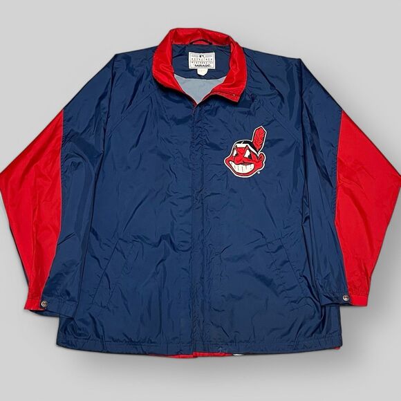 VTG Mirage Cleveland Indians Guardians MLB Mens XXL Windbreaker Jacket Full-Zip - Picture 1 of 14